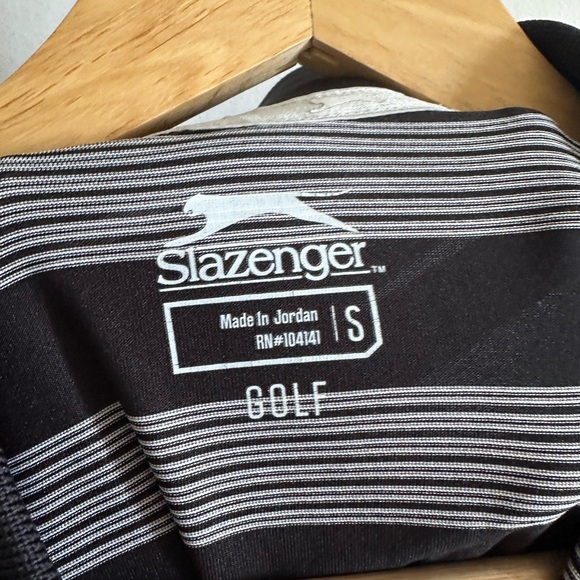 Slazenger Black/Gray Striped Golf Athletic Polo size Small EUC - Picture 4 of 4